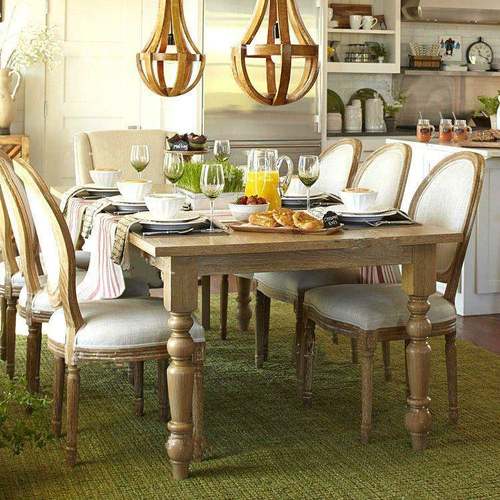 美式实木餐木桌长方形家用小户PMN型吃饭桌子乡古村复松餐桌椅风