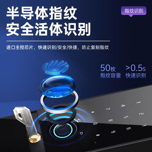 玻璃门纹卡锁免MW1开孔智能密码双锁单开门刷办公室指钥匙防盗锁