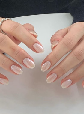 Sellora白色纯色老钱海莉穿戴甲手工短款美甲绝美高级短甲指甲tg