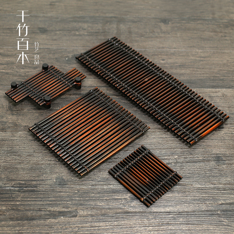 仿古竹排杯垫泡茶台竹垫子功夫茶盘中式做旧茶壶垫干泡台茶席茶道