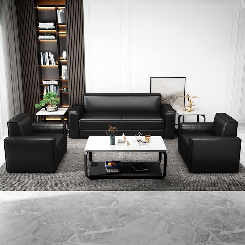 办公沙发现代简约商务接待洽谈办公室 二人 三人位皮沙发装