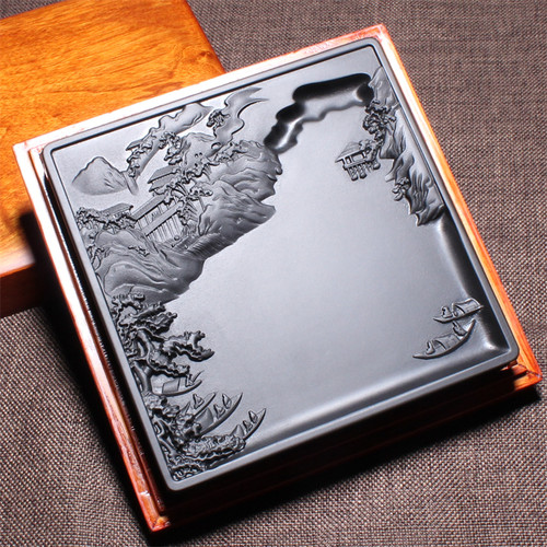 国家非遗砚之魂歙砚老坑精品高档黑龙尾天然原石磨墨墨条墨块墨池