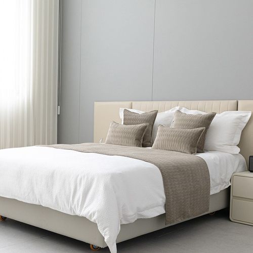 现代简约米咖色床旗酒店床品民宿床尾巾靠枕腰枕样板房搭毯大抱枕