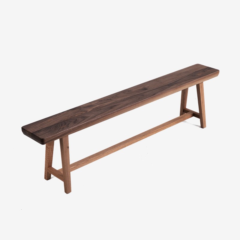 MUMO木墨  撞色长凳 红橡木黑胡桃木实木凳 实木条凳