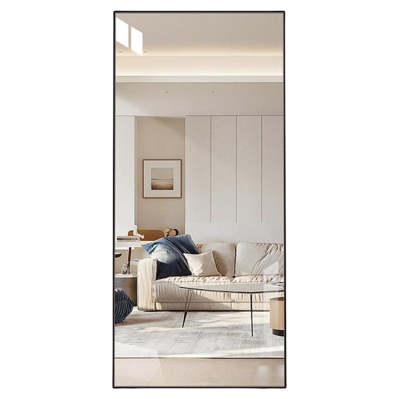 极简铝框全身镜直角穿衣镜家用卧室落地镜壁挂式大镜子挂墙试衣镜