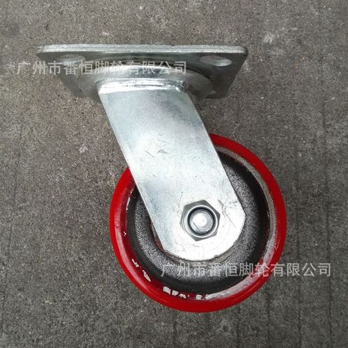 4寸重型铁芯平边PU万向轮 工业重型脚轮承重200KG脚轮