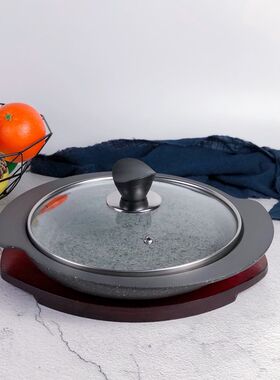 三聪厨具电磁炉双用顺水盘浅石锅高4cm 顺水石锅抗裂石锅烤肉石锅
