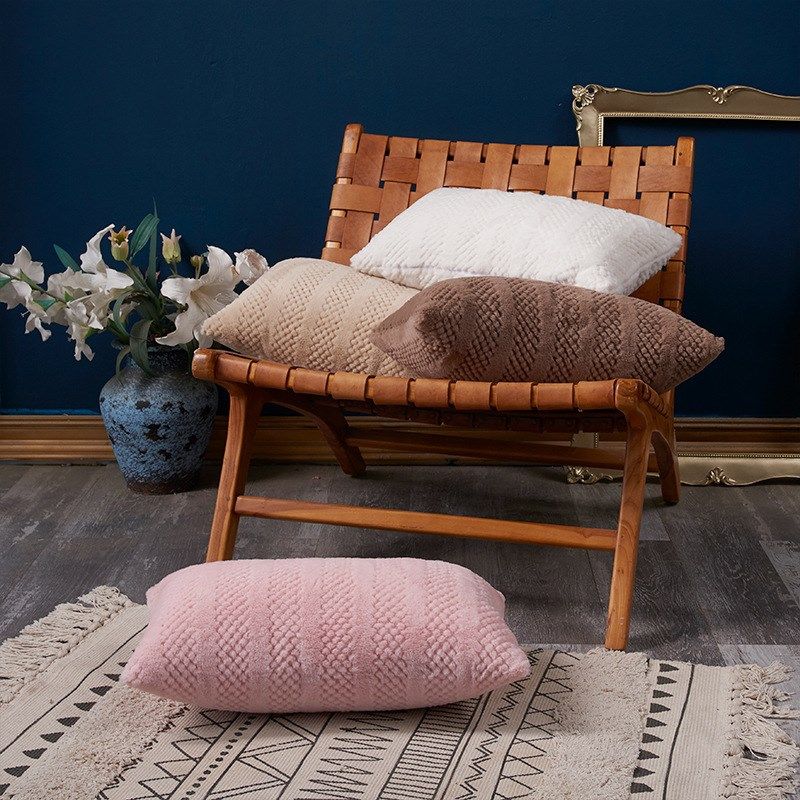 新款仿小兔绒双面玉米粒割绒抱枕套纯色简约沙发客厅卧室靠枕靠垫