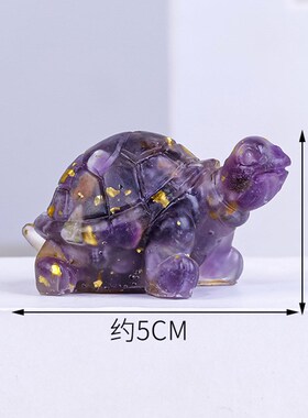 天然水晶碎石滴胶树脂小乌龟 水晶工艺品 车载家居桌面装饰摆件
