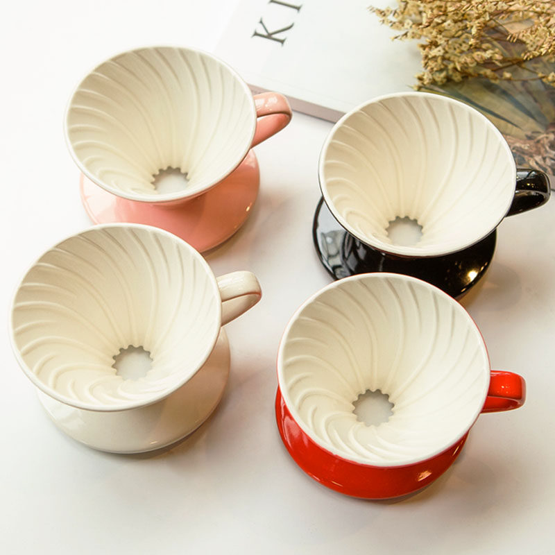 V60手冲壶过滤杯滴漏式咖啡杯螺纹过滤器手冲杯送量勺陶瓷杯滤纸