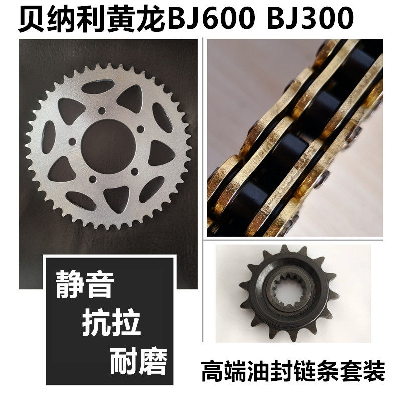 适用贝纳利黄龙BJ600 BJ300 幼狮500金鹏502牙盘链盘链轮油封链条