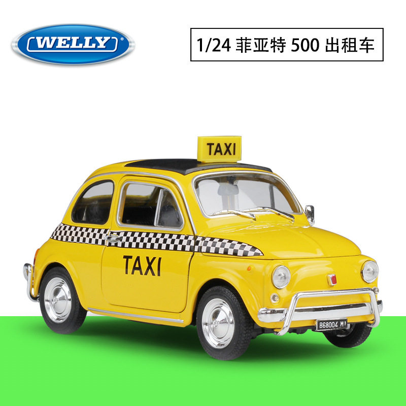 WELLY威利1:24菲亚特Nuova Fiat 500 出租车仿真合金车模型玩具
