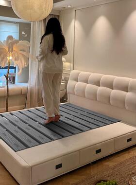 奶油床风泡芙ESV布艺现代技简约科布米×2米主卧双人床软包2储物