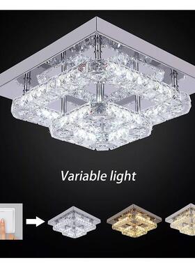现简代约L客ED形过道玄关水54742晶入户厅卧室吸顶灯方具灯饰