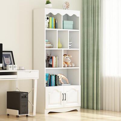 简易书架置架落地收纳家储物柜子用室客厅隔断办公室书卧柜FS7564
