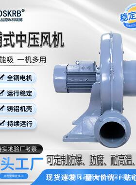 现C货X-100A窑炉助燃5W中压QIO风机1.K380v送风低噪音铸铝鼓风机