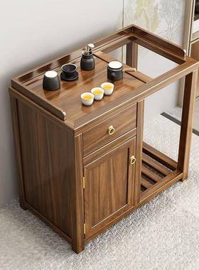 实木式柜移动茶全水BHJ家用客厅阳台烧水壶一体大板茶台侧边茶中