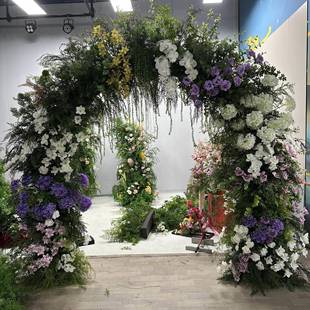 新款 饰仿 森系牛角门花拱柱橱婚背景花架F967SJT9商场舞台美陈窗装