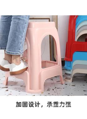 塑加厚形料凳子特厚家用高脚凳加厚MHM款商用加高圆大熟胶号饭店