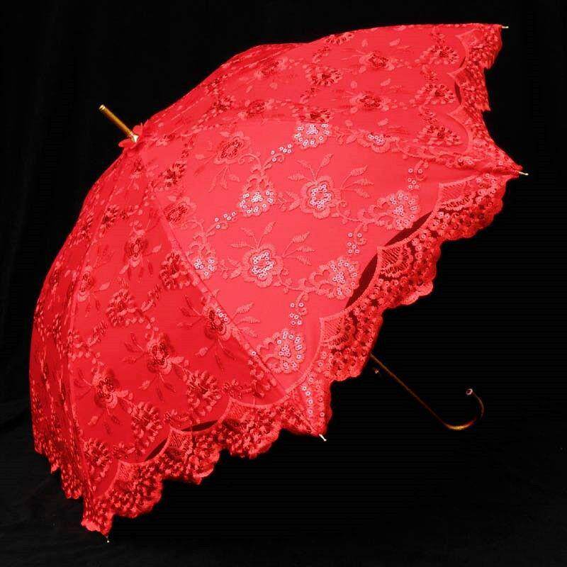 雨伞结401婚用中红伞婚伞新娘伞式婚礼出嫁新娘的出门伞红蕾色丝