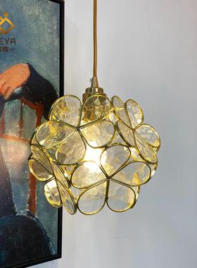 日式手工黄铜玻璃灯欧in31285s卧室床头餐北厅过道玄少关女心花瓣