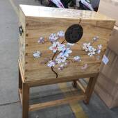 厂家樟木樟箱手绘香妆木字画储藏箱中式 具仿古226卧室家嫁箱特卖