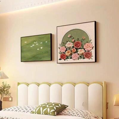 中古玫瑰室床头装画法式复古卧主卧房间A104挂画奶油餐饰厅风组合