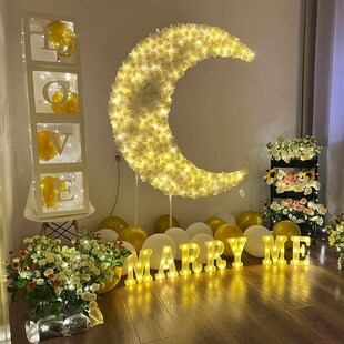 求婚室内布置生日装饰场景道具告白浪漫气氛酒店房间流行的月亮形