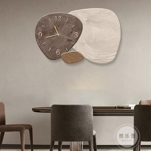 2024新款钟表挂钟装饰画客厅现代简约静音挂表创意石来运转钟表画