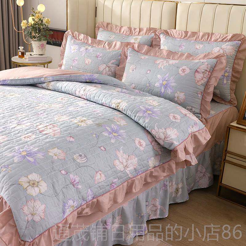 正品冬床季床上全套夹棉加厚四件套床裙款全棉纯棉品被套秋床单带