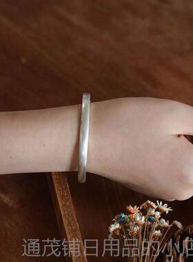 正品99纯银礼手工图原创光9板细手镯可刻字定制案送女友闺蜜物