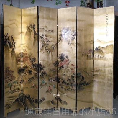 正品式覆古手漆画金箔山水屏风客厅隔断茶酒室遮挡会所中店绘大堂
