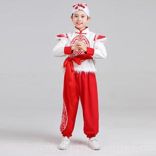 正品新款儿童安塞腰鼓服女红陕北民色族服装男北民歌学生阿宝演西