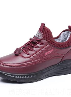 正品老京布鞋季冬女鞋运动休闲加绒棉加厚保暖女鞋防滑中老年妈妈