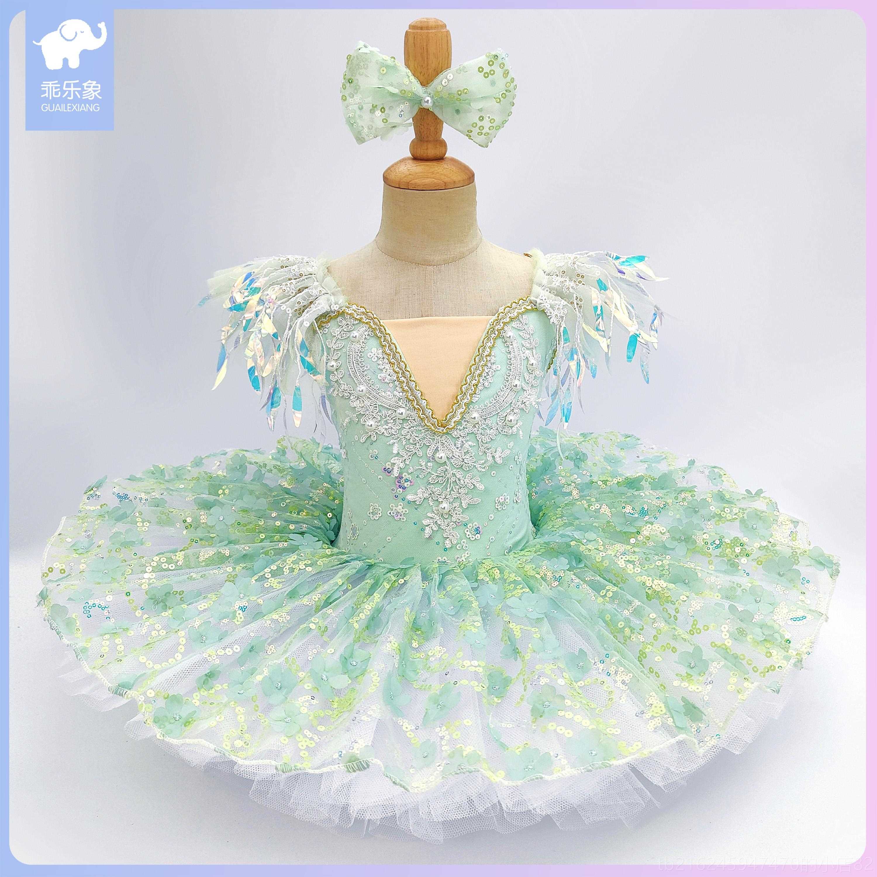 高档儿芭童蓬蓬纱女童合唱服爱亮片可演裙出服公主裙礼服蕾舞蹈表