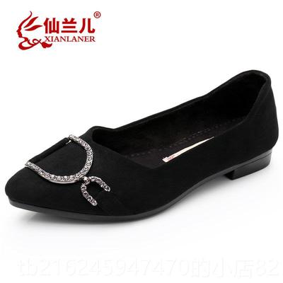 高档平底女鞋老水北京布鞋头女单鞋春季新款时尚妈妈鞋钻百搭尖豆