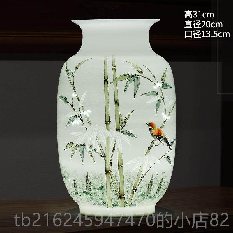 高档摆景德镇陶瓷器大师手绘半刀泥粉插花彩中式家居客厅博古架装