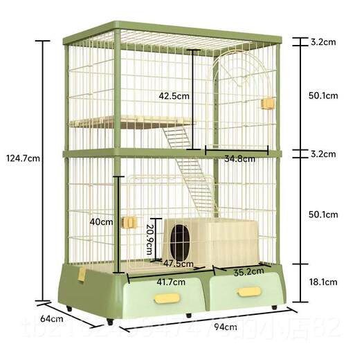 高档猫厕笼家层用猫咪室内别墅超大自由空间三带所砂猫窝猫盆一体