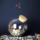 高档木和图原创可幸运猪透软明玻璃木储蓄罐设计以存储检索硬币钞