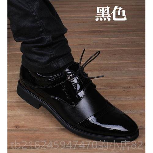 高档男士夏季韩时尖头透式真皮鞋，气内高6厘米，商髦务正装休闲