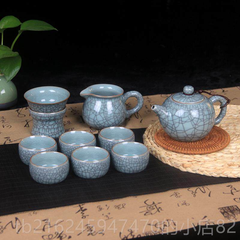 高档小利青瓷 整套具 陶瓷器套 窑功夫茶具茶装复古耐热泡茶汝壶