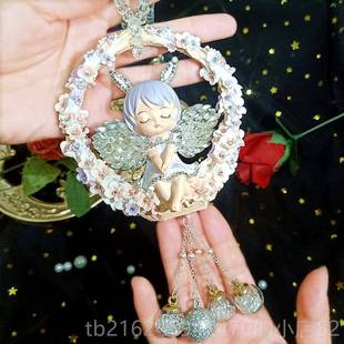 高档车挂件女创意车内饰网红汽翅膀挂镜件镶车水钻守护天使载后视