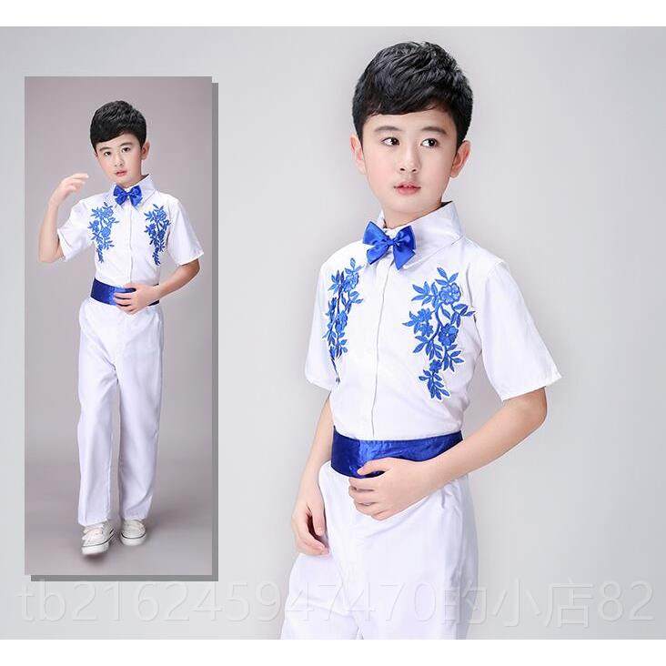 高档新款女童诗歌朗诵儿公主裙表演装童服蓬青蓬裙花瓷古筝演出服