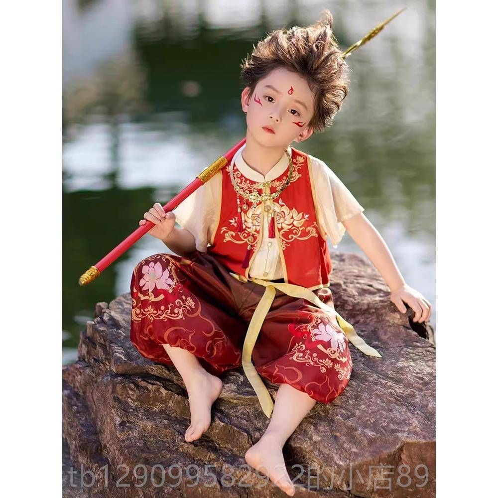 正品哪幼吒衣服cos服儿装短袖演出服儿园毕业服男女童童哪吒服表