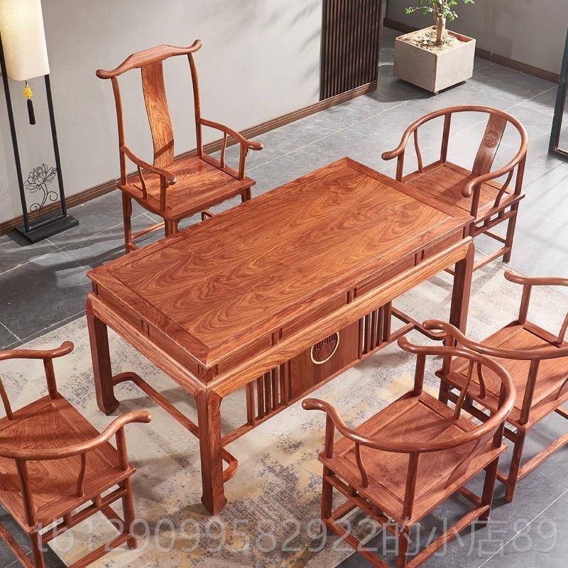 正品国标红木干椅夫泡茶台猬紫檀茶桌冈刺比亚花梨木茶桌实木功茶