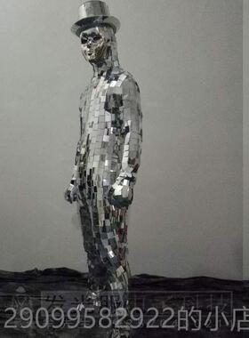 正品台LE发光镜面西出装银色D镜片人舞机械舞演服