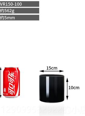 正品摔黑色花瓶圆C塑料彷陶瓷轻奢简约法式耐插花桌面落P地柱水养
