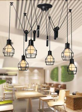 北欧客工业风格小笼吊灯咖厅吧台餐厅创铁意啡灯具铁RYD162-D艺复