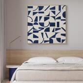 客厅简约几何画S 1975餐方形壁艺画厅现代挂大幅装 饰画北欧抽象蓝