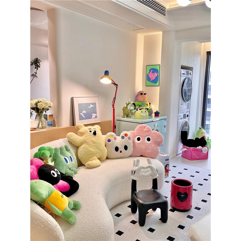 可爱花朵抱枕沙发客厅床上女生睡觉专用多巴胺毛绒公仔超软靠枕垫